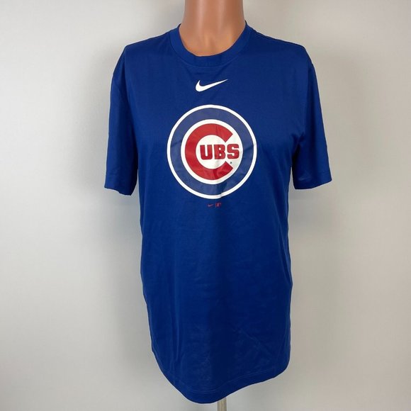 Nike Chicago Cubs Logo Performance Dri Fit T Shirt MLB Baseball Blue Size S - Picture 2 of 4